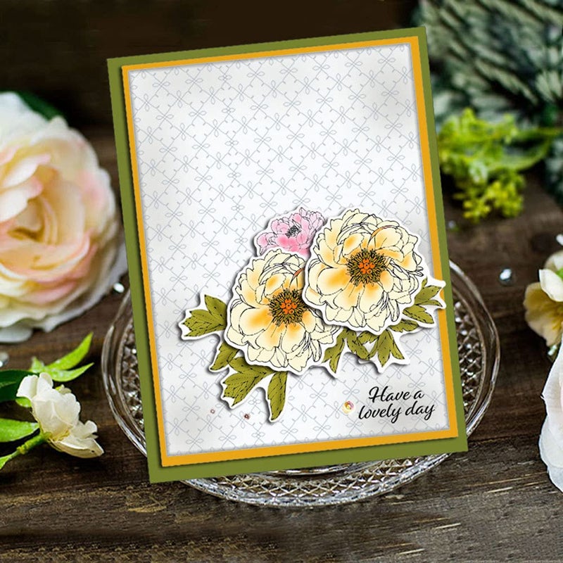 Arbuya Flowers Leaves Sunflower Peony Lovely Day Phrase Plaid Background Decorative Clear Stamp for Card Making Scrapbooking DIY - Image 3